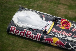 The Red Bull Air Race air gators getting the gates ready.